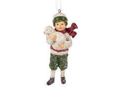 Ёлочная игрушка Новогодняя коллекция Мальчик с щенком 10,5см 192-206-2