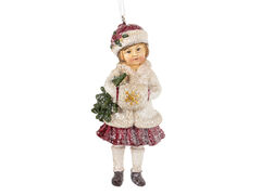 Ёлочная игрушка Новогодняя коллекция Девочка с муфтой 10,5см 192-206-3