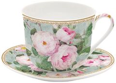 Чашка для завтрака с блюдцем Roses in Bloom 400мл R1454#ROBL