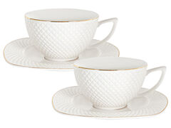 Набір чашок для чаю з блюдцями Вафелька золото 200мл 949-004