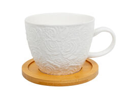 Чашка для чая на подставке Розы тисненные 450мл 944-071