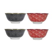   Red and Black Floral 15,5 KCBOWL15PK4RBK -  