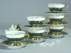 Набор чайных чашек Мария Тереза Зеленый - Золотая печать 155мл