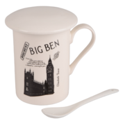 Кружка с крышкой и ложкой City 300мл B060356 - в интернет-магазине Мир посуды Кружка с крышкой и ложкой City 300мл B060356 - Мир посуды