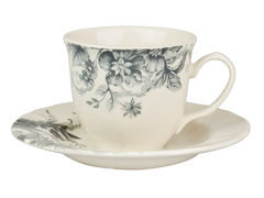 Чашка для чая с блюдцем Винтажные цветы 200мл 910-112