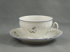 Набор чайных чашек низких New Bernadotte Гуси голубой кант голубой кант 205мл