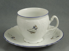 Набор чайных чашек высоких Bernadotte Гуси голубой кант голубой кант 240мл