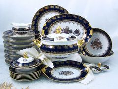 Набор суповых тарелок Лилия Кобальт. Синяя роза 24см