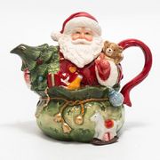 Заварочный чайник с крышкой Санта с подарками и елкой 18см 19284