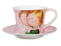 Чашка для чая с блюдцем Ты мое счастье 220мл 924-071