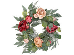 Рождественский венок Новый год Морозная роза 50см 675-033