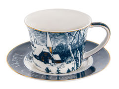 Чашка для чаю з блюдцем Новорічна колекція 220мл 924-724
