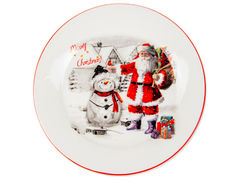 Тарелка салатная Новогодняя коллекция Санта и Снеговик 21см 858-0019