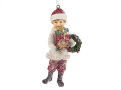 Ёлочная игрушка Новогодняя коллекция Мальчик с подарком 12см 192-206